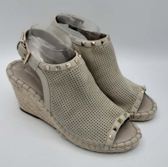 Marc Fisher Senton Leather Espadrille Wedge Sandal. - Picture 7 of 14